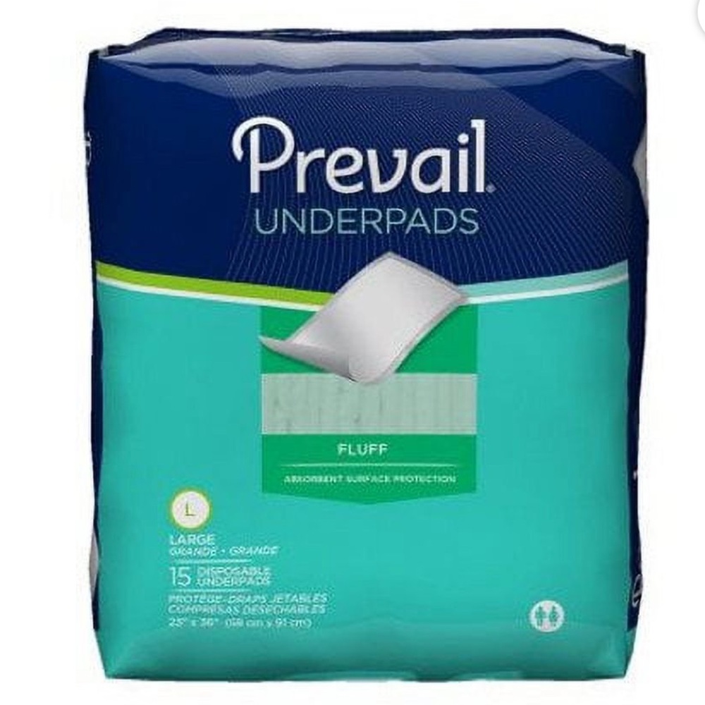 Prevail Fluff Absorbent Large Incontinence Underpads Large 15ct NWT